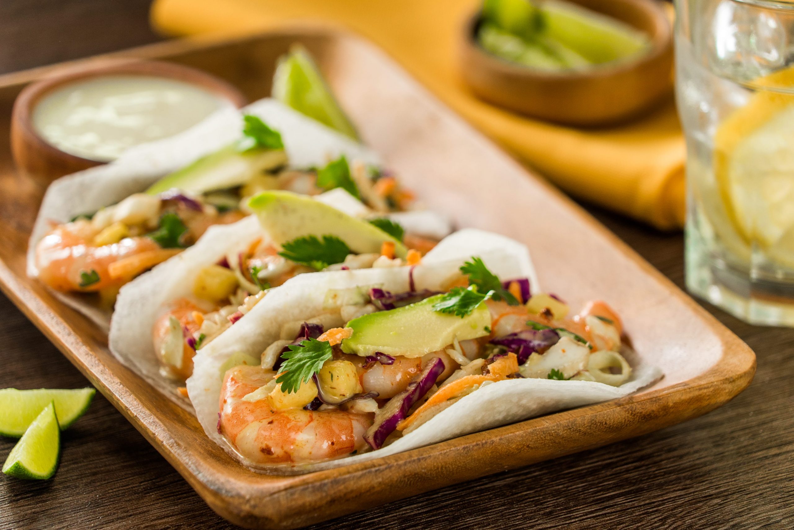 Tacos de jícama con camarones al chipotle Gmate